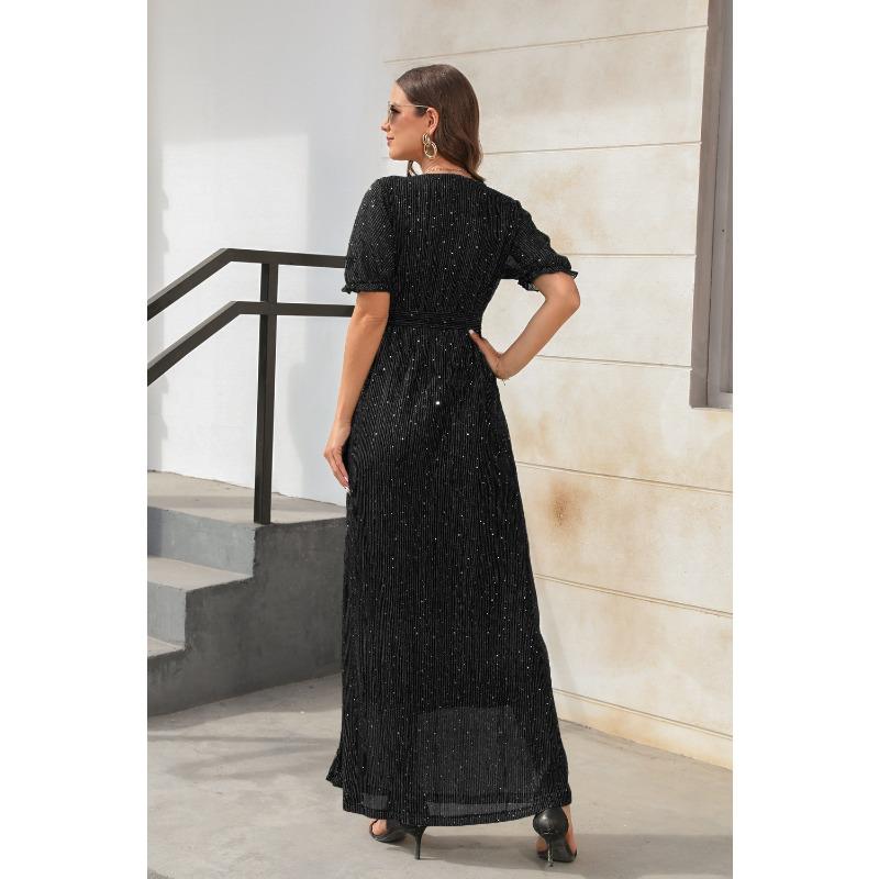 New V-neck High-waisted Strappy Split Long Dresses