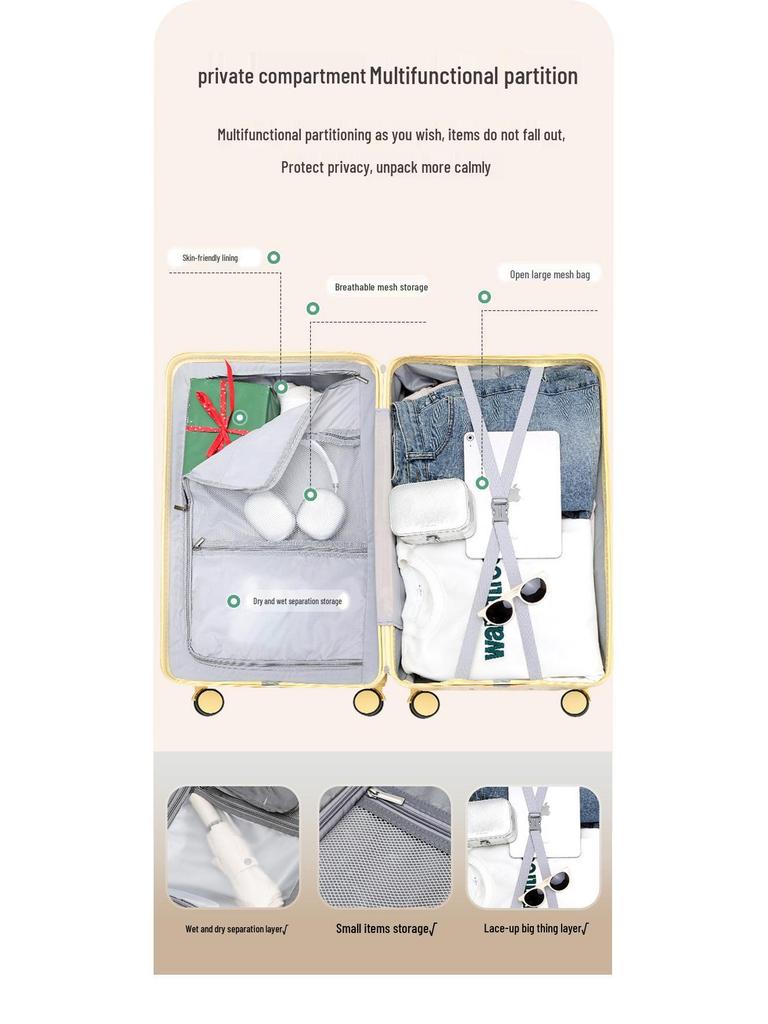 26-inch Durable Leather Suitcase with Universal Wheels and Combination Lock - Unisex Travel Trolley