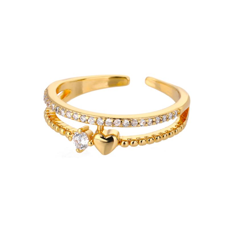 2025  Trendy Gold Plated Stainless Zircon  Rings For Women Chain Geometry Zircon Finger Ring Jewelry Gift