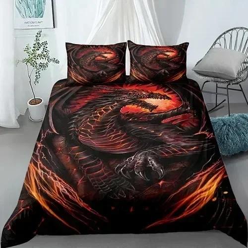 Scientisfictional Dragon Bedding Set Duvet Cover Sheet Printed Bed Set Pillowcase Bed Full Queen King Size Comforter Bedroom
