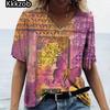 2025 Summer Women's T-Shirt Vintage Butterfly Printcasual Fashion V Neck Pullover Short Sleeve Loose Daily Tops Design Clothing