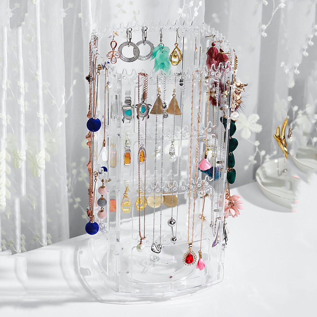 Earring And Jewelry Organizer 360-Degree Rotating 4 Tiers Jewelry Display Rack