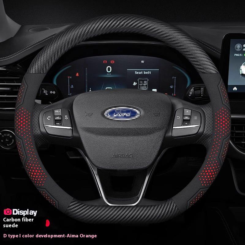 Carbon Fiber Suede Steering Wheel Cover for Ford Focus F150 Mondeo Fiesta Kuga Edge Ecosport Explorer Escape Fusion Car Accessor