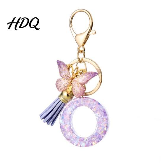Keychain Accessory Purple Series Pendant Sequins Star Initial Letter Charm Key Chain