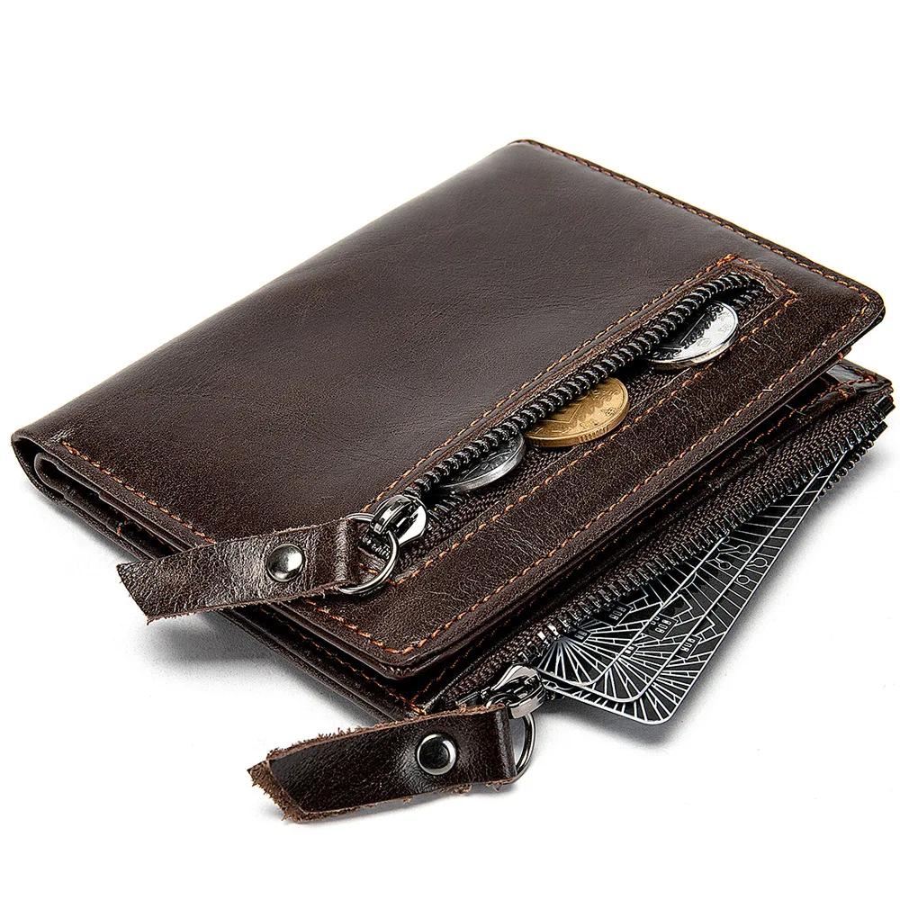 Men's Genuine Leather Wallets Multifunction Card Holder Vintage Short Wallet Business Clutch Bags