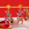 Colorful Confetti Reindeer Drop Earrings for Women Festive Star Stud Earrings for Christmas