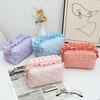 Portable Makeup Bag Quilted Design Multifunctional Makeup Brush Storage Bag Plaid Pattern with Zipper Travel Toiletry Bag