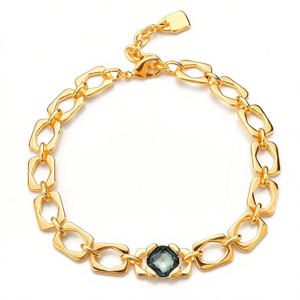 

European Style Geometric Collar Necklace With Blue Stones For Female Fashion золотой