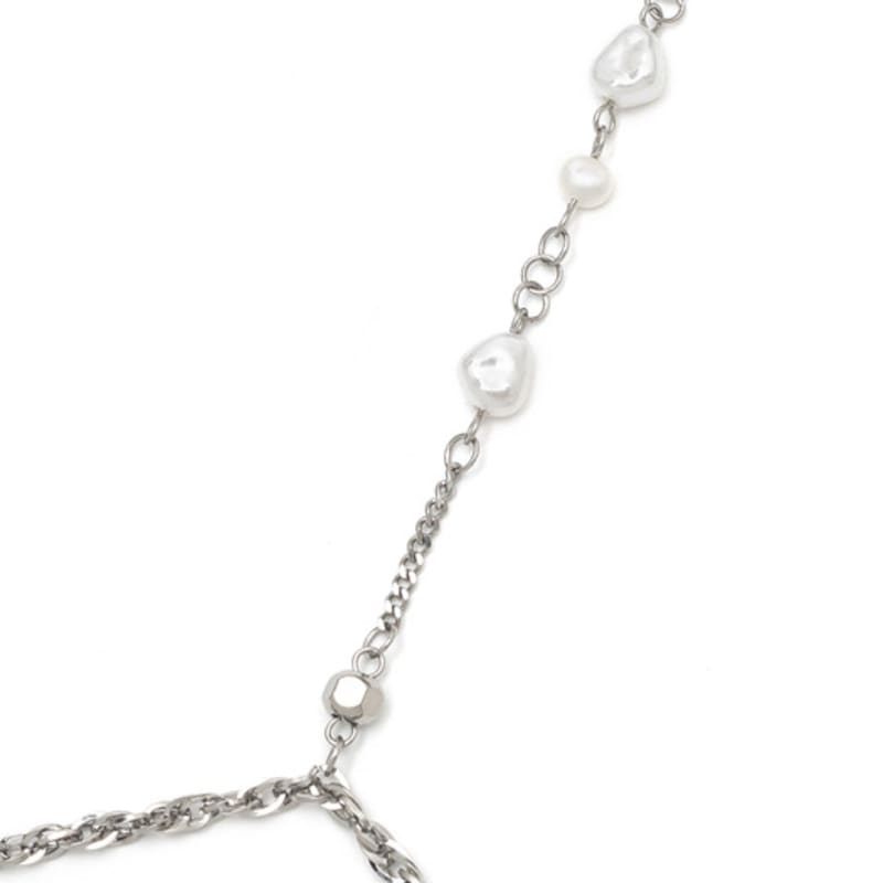 KIMZISU Chain Link Ring Bracelet - Pearl _ WHITE