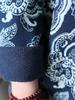 Johnature Women Vintage Dress White Blue Chinese Style Cheongsam Autumn Winter Stand Long Sleeve Fleece Warm Dress