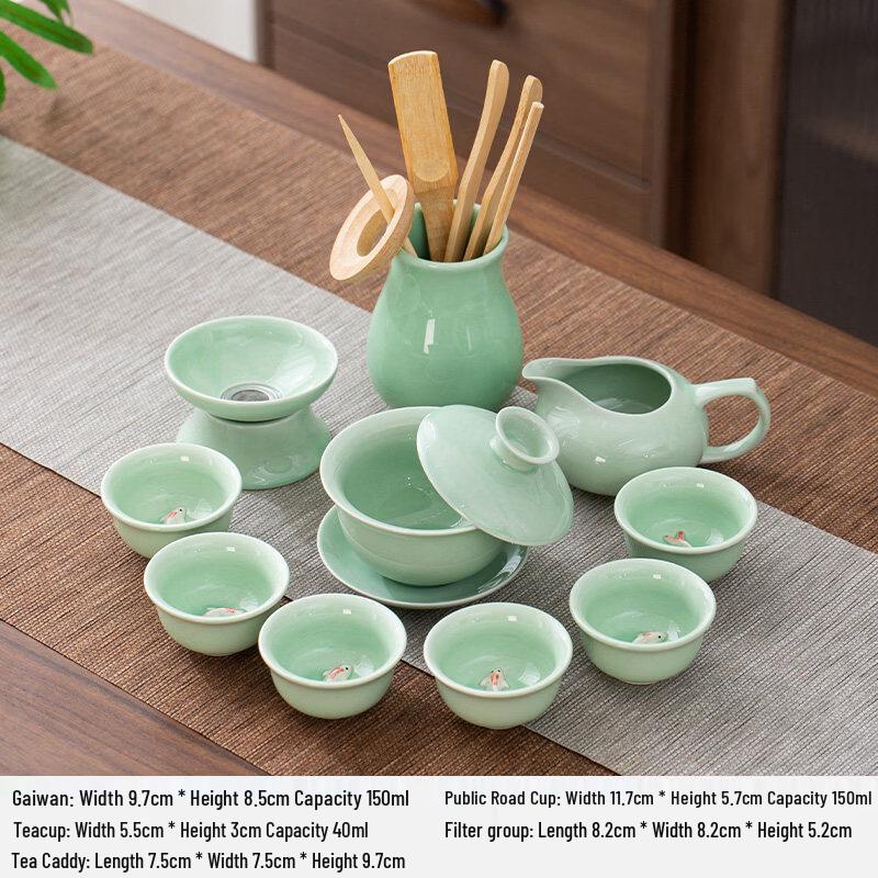 Celadon Carp Ceramic Kung Fu Tea Set