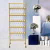 5-Tier Gold Steel Champagne Wine Glass Holder, Rotatable Swivel Casters Stable Flutes Display Stand, Party Glass Storage Rack