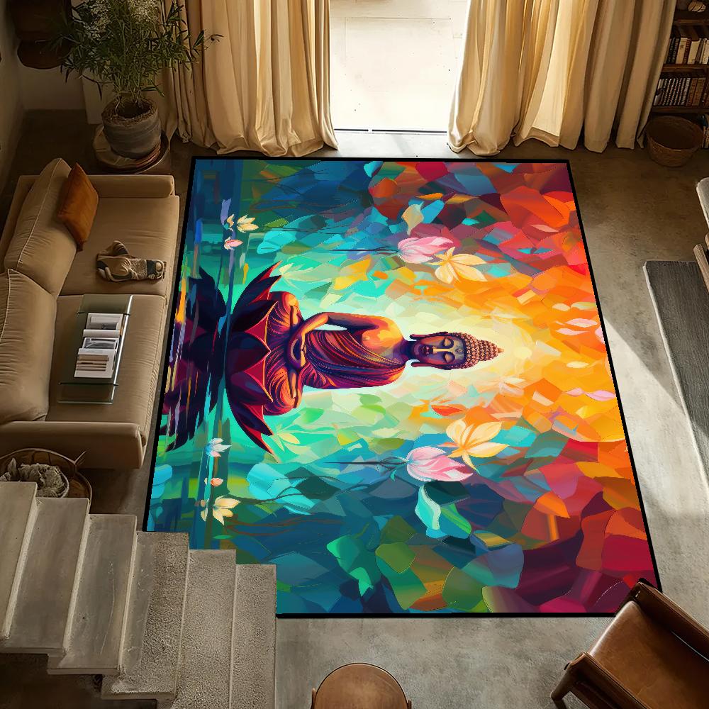 

small Bedside Dev Kitchen Bath Living Home Art House Bedroom Wall Buddha Painting Floor Mat Doormat Large Carpet Rug Decoration SJR40x60CM