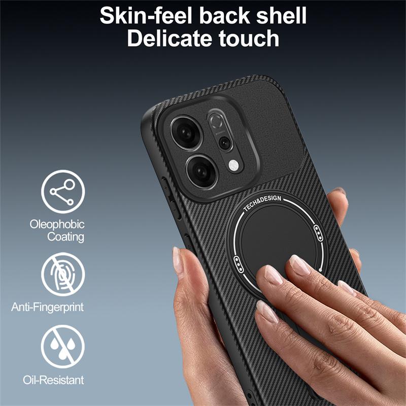 Carbon Fiber Pattern Armor Case For OPPO Reno 14 Pro Reno14 5G Cover Magnetic Wireless Chraging Fold Stand Shell Fundas