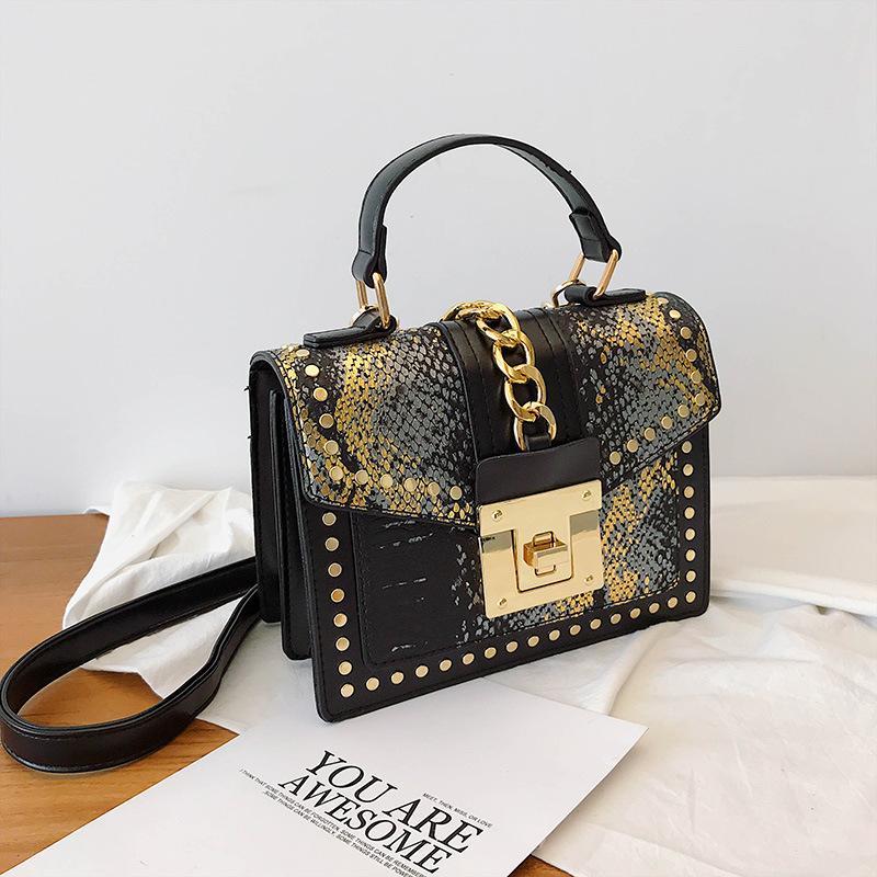 Elegant Sequins Ladies Handbag Small  New Rivet Women's Shoulder Bag High-quality PU Leather Messenger Bags for Female Totes