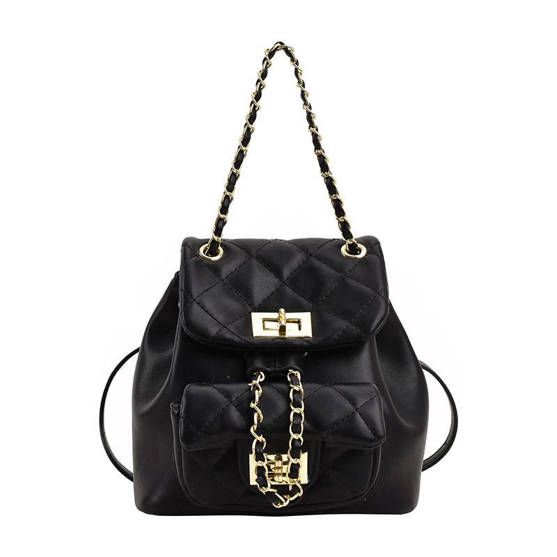 2023 New Fashion Diamond Grid Chain Lightweight Casual Large Capacity Backpack Lady Small Fragrance Style All-match Women's Small Backpack