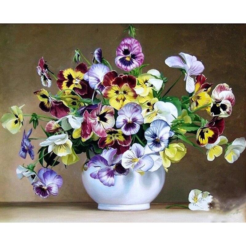 Flower DIY 5D Diamond Painting Full Round Diamond Embroidery Blue Cornflower Mosaic Cross Stitch Basket Rhinestones Decor