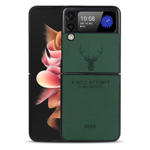 Kožené pouzdro roztomilé Deer Pu na telefon Samsung Galaxy Z Flip 3 5g Luxury Hard Pc Back Cover For Z Flip3