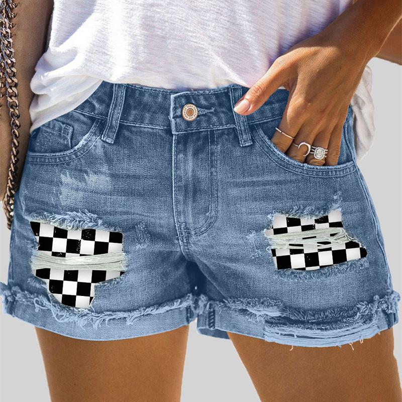 Women S Casual Denim Shorts Elastic Waist Slim Fit S