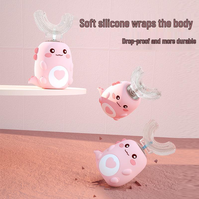 Smart Kids' U-shaped Electric Toothbrush: 3-Speed, Sonic Vibration, Soft Bristles, Waterproof, Ages 2-12.