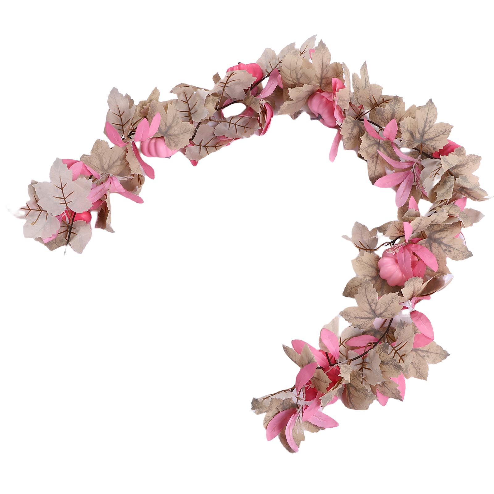 

Pink Pumpkins Fall Garland Maple Leaves Thanksgiving Table Centerpiece Autumn Decoration for Home Porch Fireplace Outdoor