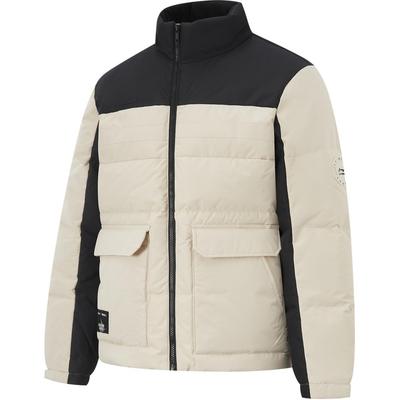 Sport Fashion Series Stand Collar Zipper Warm Letter Long Sleeve Down Jacket Men Outerwear Oatmeal-Gray AYMU531-5