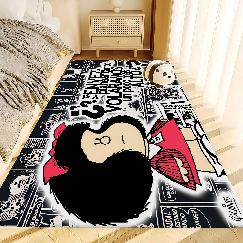 M-Mafalda Girl Floor Mat INS Style Soft Bedroom Floor House Laundry Room Mat Anti-skid Household Carpets