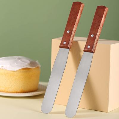 Backwerkzeuge 6-Zoll-Spachtel mit Holzgriff Backglättungsmesser Edelstahl Backmesser Kuchenwerkzeuge Spachtel