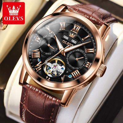 OLEVS marque multi-fonction lumineux volant creux montre mécanique montre pour hommes montre pour hommes