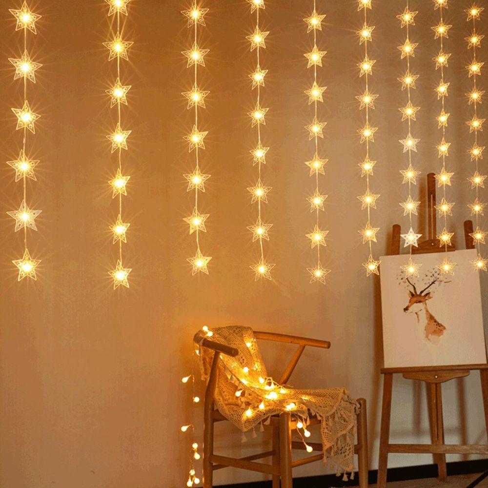 

Party Fairy Five-pointed Star LED Star Lamp Xmas Lighting Window Decor Curtain String Lights 100LEDs-USB