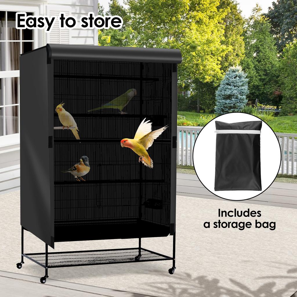 Bird Cage Cover Waterproof Dustproof Oxford Cloth Black Shading Breathable Square Large Cage Cover Protective Accessories