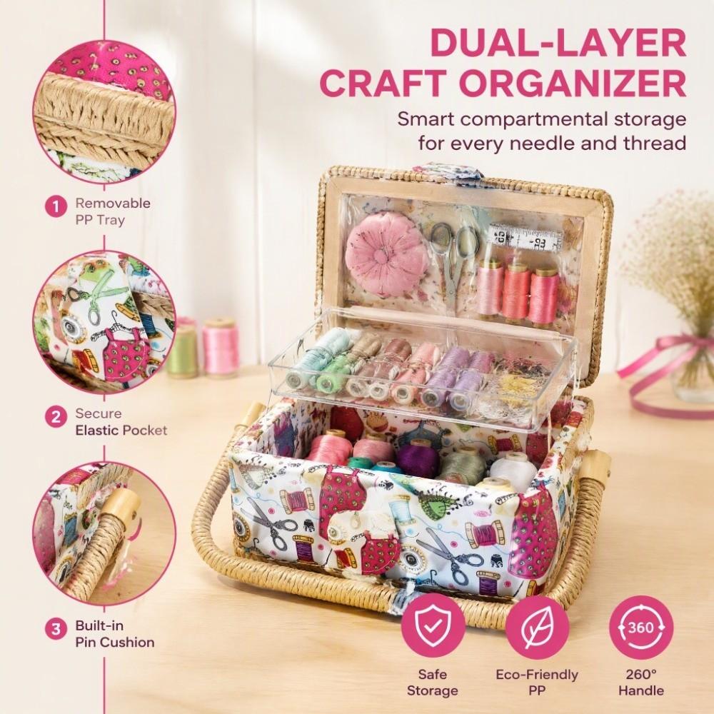 Kit Included Fabric Sewing Basket Storage Box Design Crafting Storage Box For Kids