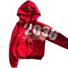 Red Zip-Up Hooded Sweatshirt Women Streetwear Oversized Casual Pullover Urban Hip Hop Style