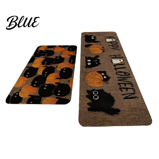 Floor Mat for Wooden Floors 2Pcs/Set Halloween Kitchen Rugs Anti Slip Absorbent Mats