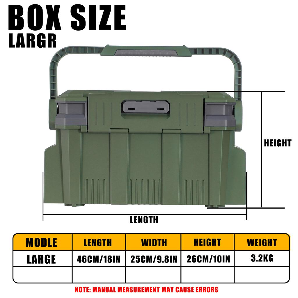 Grande Scatola da Pesca Suit 19.5L 2 Porta Canne+Portabicchieri+Barattolo per Esca Pesca in Mare Multifunzione Scatola per Esca Multi-piano Manico con Blocco Automatico Spesso