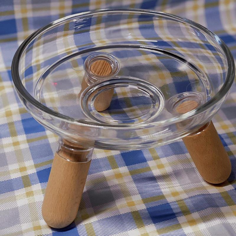 Katteskål med gjennomsiktig design, opphøyet kattematskål, vannskål, snacksfat med stativ for nakkebeskyttelse