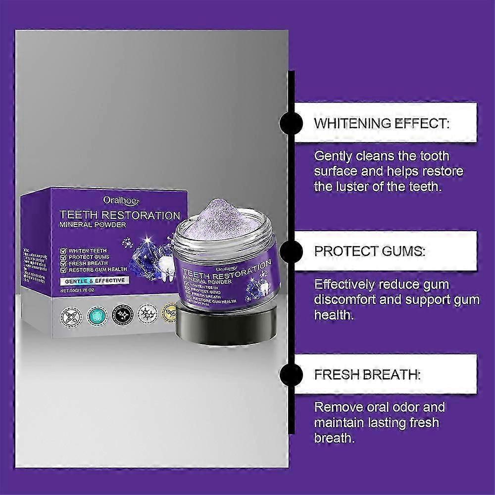 2X Dental Restoration Mineral Powder, Natural Mineral Tooth Powder for Teeth Whitening, Stain Removal, Fresh Breath, Oral Care