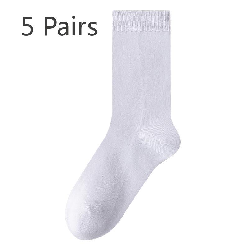 5 Paar Damen Frühling und Herbst Reine Baumwolle Einfarbig Reine Baumwolle Sport Verdickte Mittellange Socken