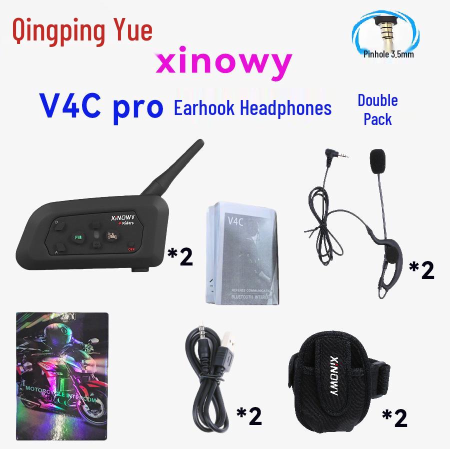 Xinowy V4cPRO Bluetooth Headset for Football Referees, 4-Person Calls, Includes 3 Sets with Storage Bag.