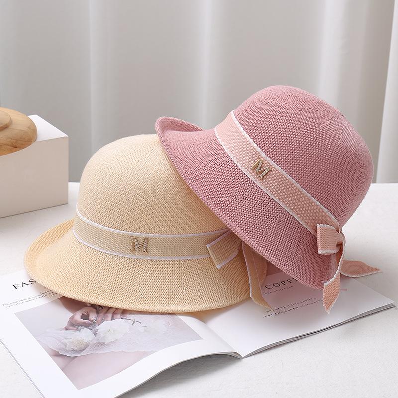 Women'S Flip Brim Bucket Hat Bow Ribbon Sun Hat Soft Breathable Korean Style Spring Summer Outdoor Travel Casual Sun Protection