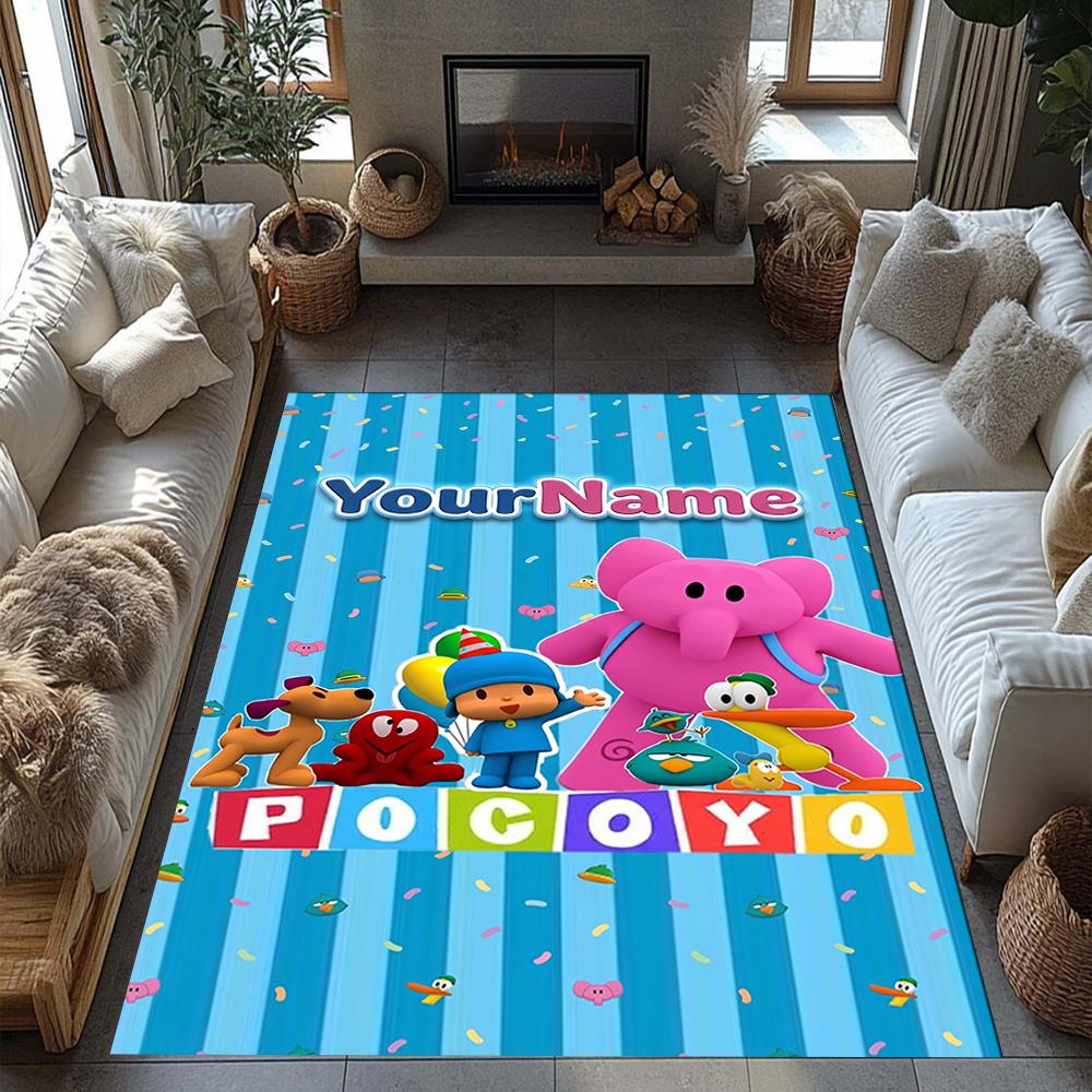 Alfombra de Piso Personalizada con Nombre de Pocoyó Alfombra de Oficina Adecuada para Comedor Salas de Juegos Cocina Entrada Alfombra Antideslizante Decoración de Oficina de Anime