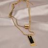 Double-Layer Square Pendant Necklace For Women Vintage Gold Color Sweater Chain Necklace Jewelry