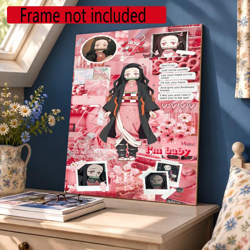 Nezuko Kamado Collage 5D Diamond Painting Round Diamond Rhinestones Mosaic Diamond Embroidery Wall Paintings Rhinestones Gift Frameless
