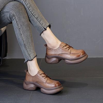 Dicke Unterseite Kleine Lederschuhe Leder Damenschuhe Halbschuhe Einzelne Schuhe