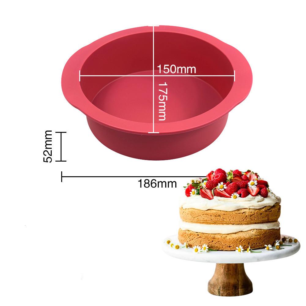 3PCS/SET Round Silicone Mold 4inch 6inch 8inch Red Pastry Cake Chocolate Molds DIY Home Baking Pan Mould Bakeware Tools