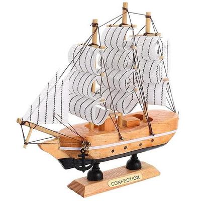 Wooden Beautiful  Decorative  Sailing Ship Showpiece For Office, Home, Decoration, Business Gifts  Wood, White Color 4.5 Cm, 16 Cm