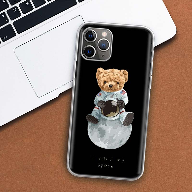 Fashion Brand Bear Phone Case For iPhone 11 12 13 Mini 14 15 Plus 17 Air 16 Pro Max 16E 7 8 SE 2020 Customized Print Cover For A