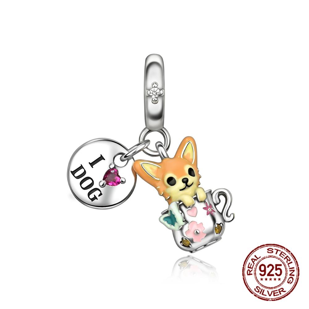 Lovely Copper Animal Teacup Dog Paw Print Cat Flower Fairy Pendant Fit Diy Bracelet Necklace Boutique Birthday Gift