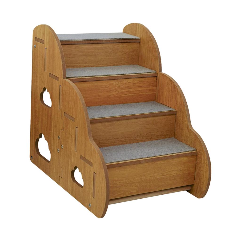 Dog Stairs with 4 Step Anti Slip for Puppies, Kittens, 45x30x40cm Gentle Climbing Aid Wood Ramp