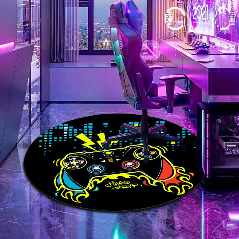 E-Sport-Stuhlmatte und Nachttischdecke mit Gaming-Thema und 3D-Effekt